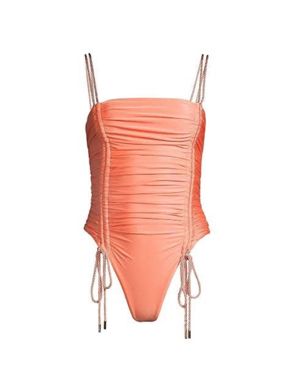 Baobab Collection Coral Orange Ruched Kids One-Piece Swimsuit
